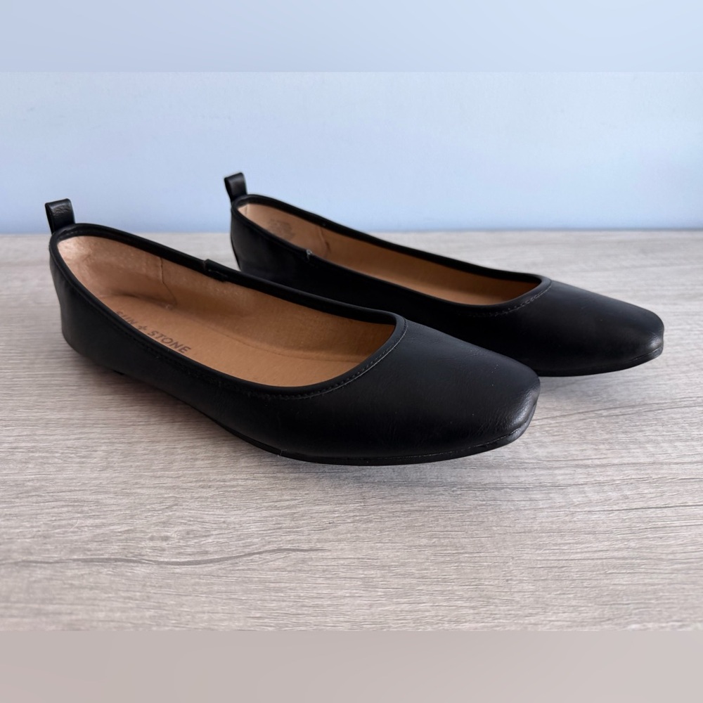 Sun + Stone Women's Black Avvery Ballet Flats Size 7.5